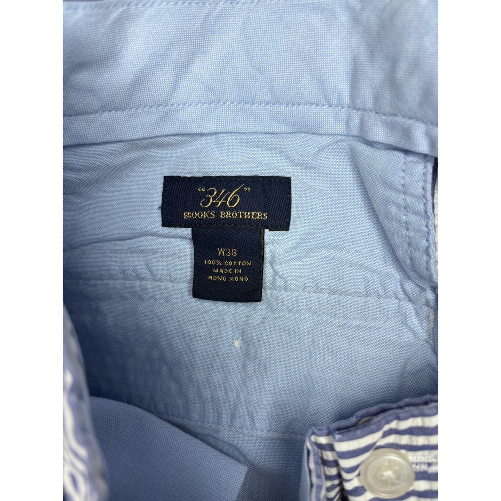 Brooks Brothers 346 Shorts Mens 38 Blue‎ & White Stripe Seersucker 100% Cotton - Picture 5 of 5